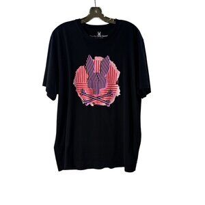 Psycho Bunny Mens Graphic Black T-Shirt Size 8= XXL Pima Cotton Made In Peru